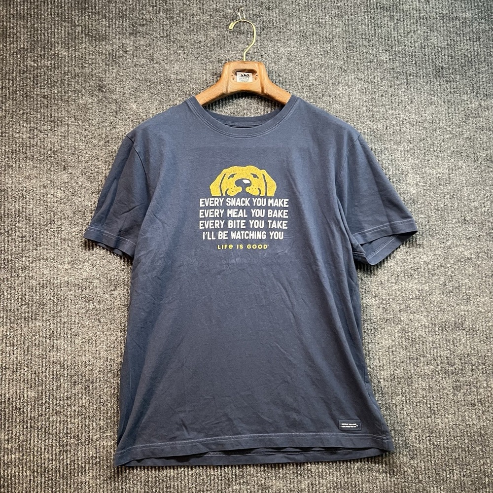 Life Is Good Dog Graphic T Shirt Men's Size Large Navy Blue Outdoors Hiking